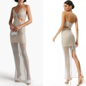 Alice and Olivia Havana Chain Embellished Cutout Long Dress Size 6 NWT